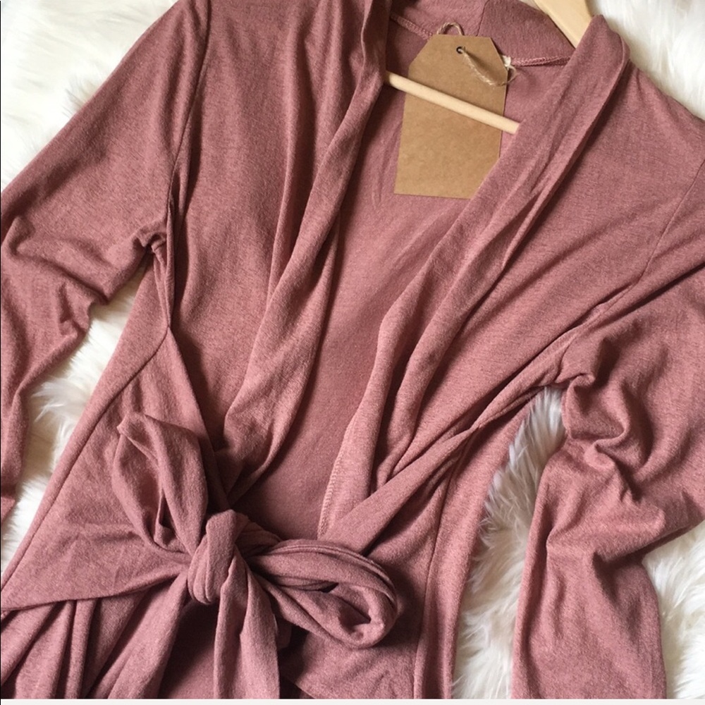 Mauve Burnout Knitted Cardigan - Picture 3 of 4